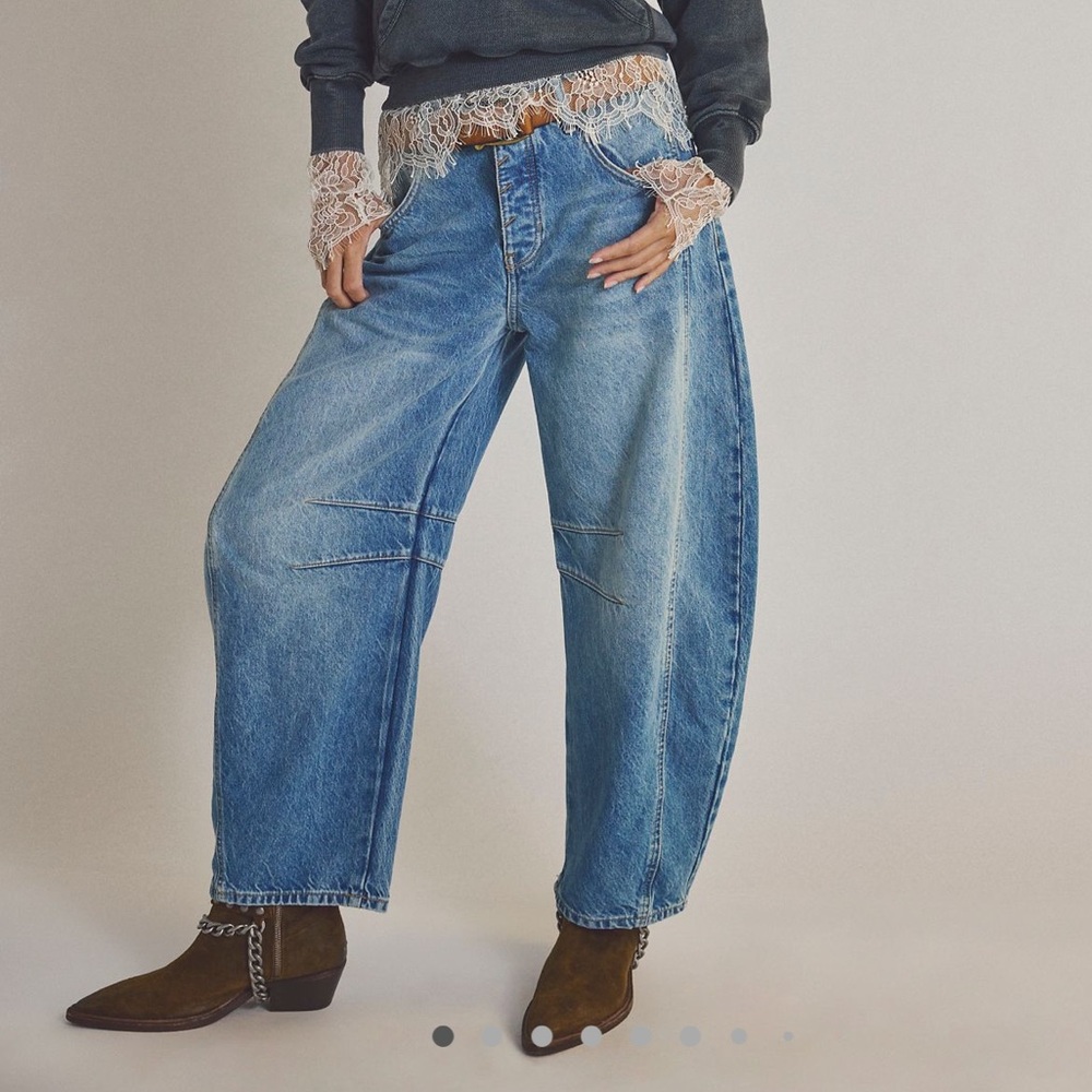 We The Free Good Luck Mid-Rise Barrel Jeans